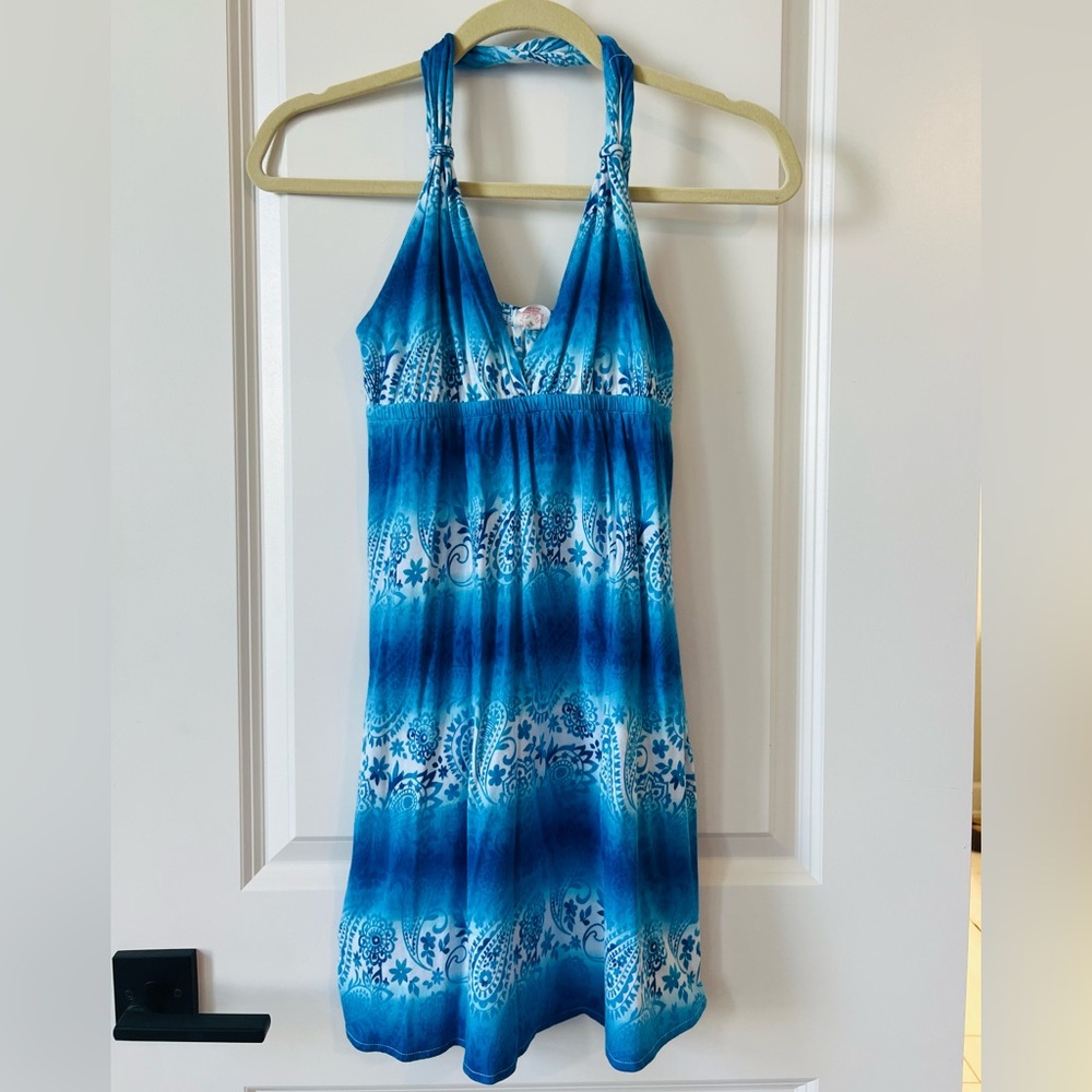 Xhilaration Blue and White Swim Cover Dress
